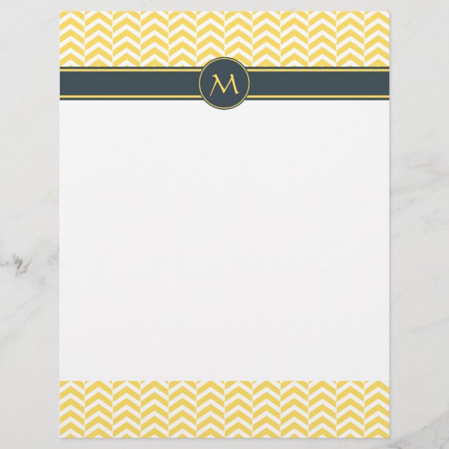 Monogramme Chevron jaune et blanc avec charbon (Devant)