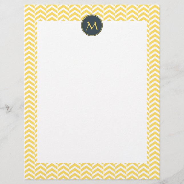 Monogramme Chevron jaune et blanc avec charbon (Devant)