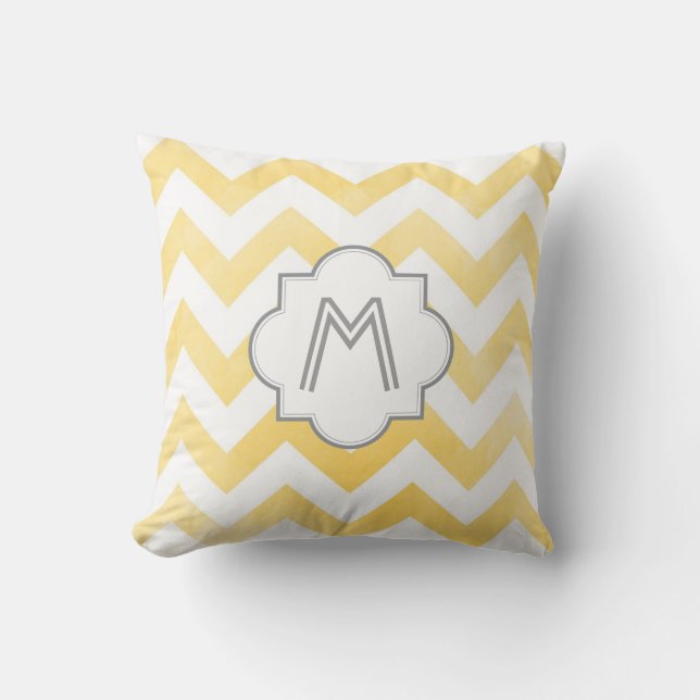 Monogramme Chevron lance oreiller - jaune (Recto)