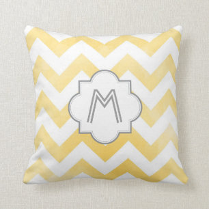 Monogramme Chevron lance oreiller - jaune