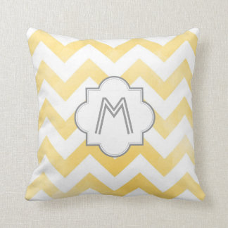 Monogramme Chevron lance oreiller - jaune