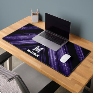 Monogramme chevron noir violet néon métallisé bril