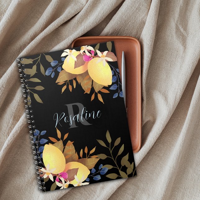 Monogramme chic citron noir (Créateur téléchargé)