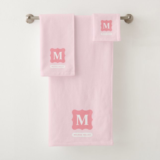Monogramme chic minimaliste rose féminin Nom (En situation)
