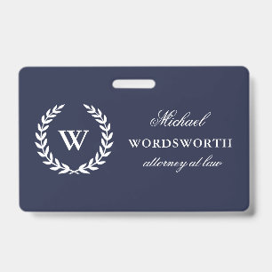 Monogramme Classic Élégant Professional Blue Badge