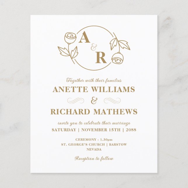 Monogramme classique élégant mariage invitation bu (Devant)