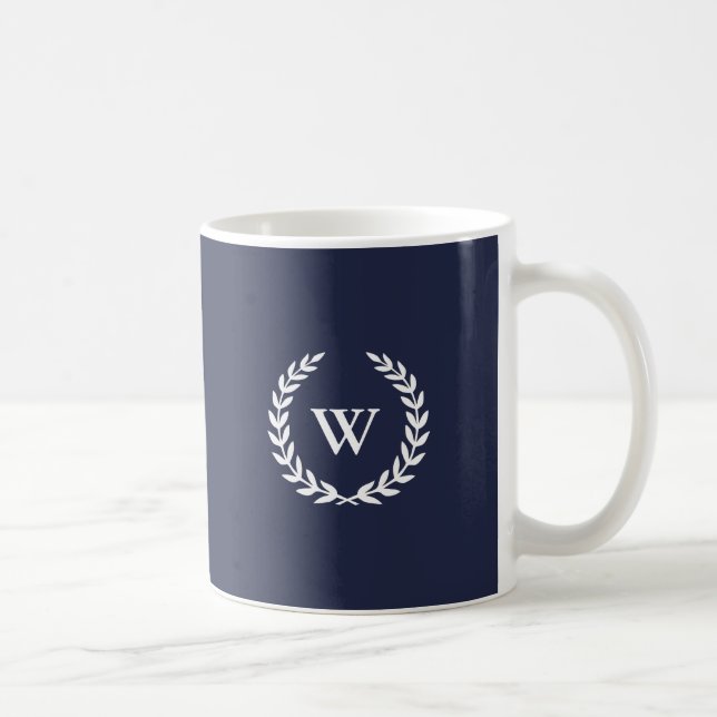 Monogramme classique élégant Mug bleu (Droite)