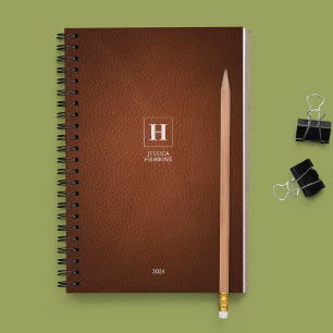 Monogramme classique en cuir Brown 202x hebdomadai
