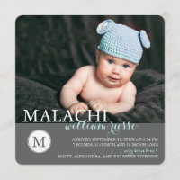 Monogramme classique Faire-part de naissance bébé