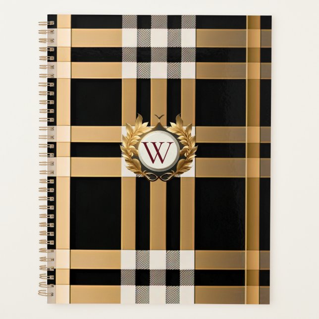Monogramme Classique Gris Plaid, Noir & Beige (Devant)