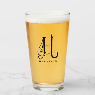 Monogramme classique H initial avec verre de nom d