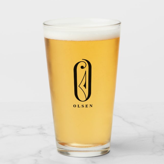 Monogramme classique initial O avec verre de nom d (Devant (rempli))