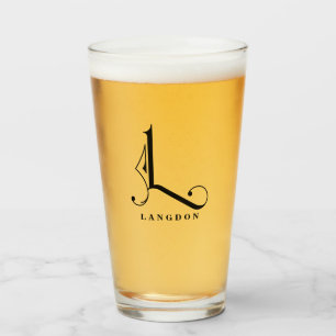 Monogramme classique Initiale L avec verre de nom 