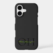 Monogramme Classique Moderne Noir et Vert Script