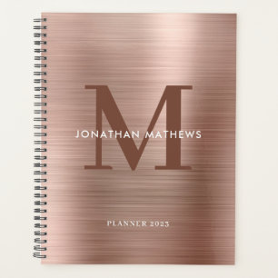 Monogramme classique Rose métallique brossé simple