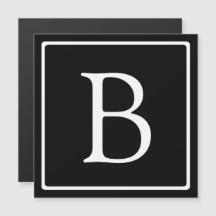 Monogramme classique simple   Magnet noir et blanc