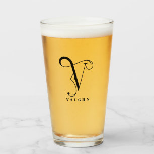 Monogramme classique V initial avec verre de nom d