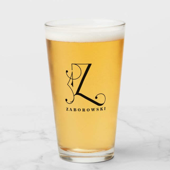 Monogramme classique Z initial avec verre de nom d (Devant (rempli))