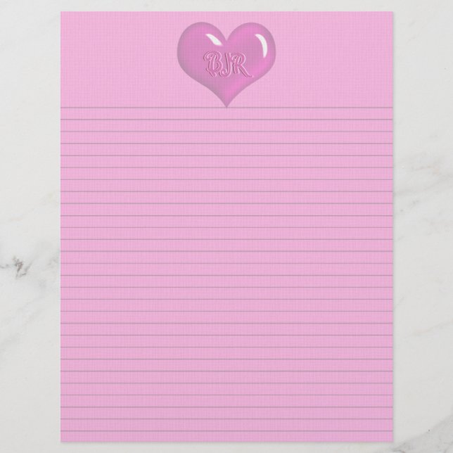 Monogramme Coeur rose chaud Lignes facultatives (Devant)