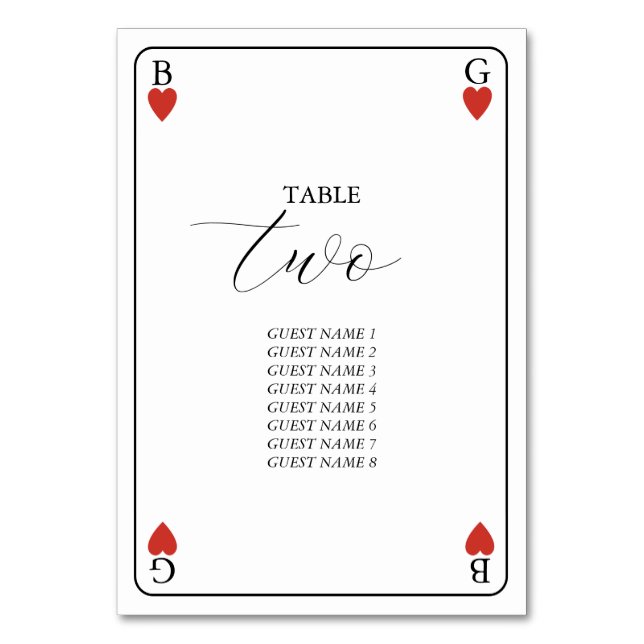 Monogramme Coeurs Jouer Carte Mariage Numéro de ta (Par défaut)