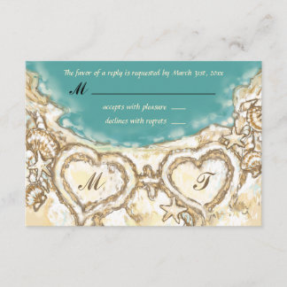 Monogramme Coeurs sur la carte RSVP de mariage de