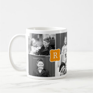 Monogramme Collage personnalisé Photo Mug - Orange