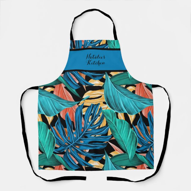 Monogramme Colorful Tropical Imprimer Tablier De C (Recto)