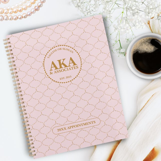 Monogramme commercial sophistiqué Trellis or rose (Créateur téléchargé)