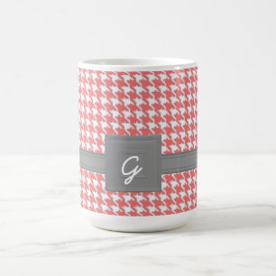 Monogramme Coral Houndstooth Mug