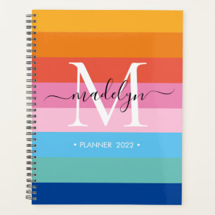 Monogramme couleur arc-en-ciel moderne Nom du scri