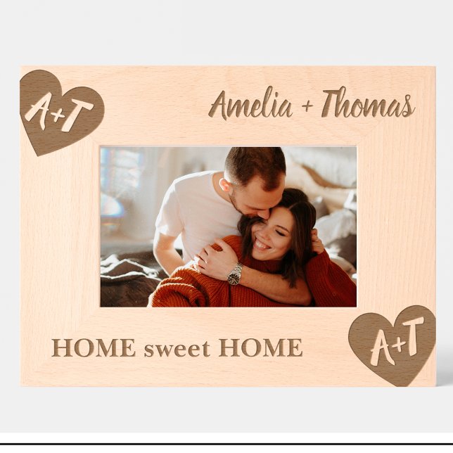 Monogramme Couple Ménage Personnalisé Cadre En Boi (Créateur téléchargé)