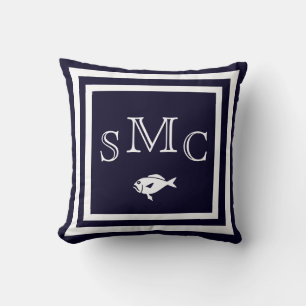 MONOGRAMME coussin bleu foncé