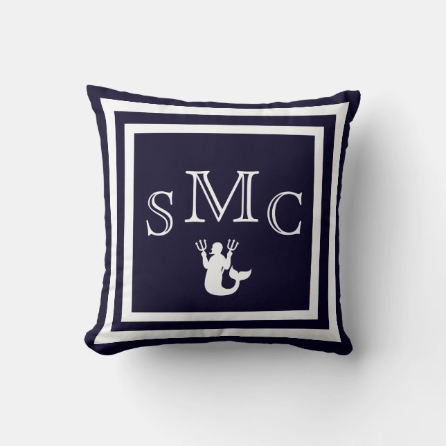 MONOGRAMME coussin bleu foncé (Recto)