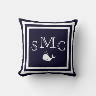 MONOGRAMME coussin bleu foncé