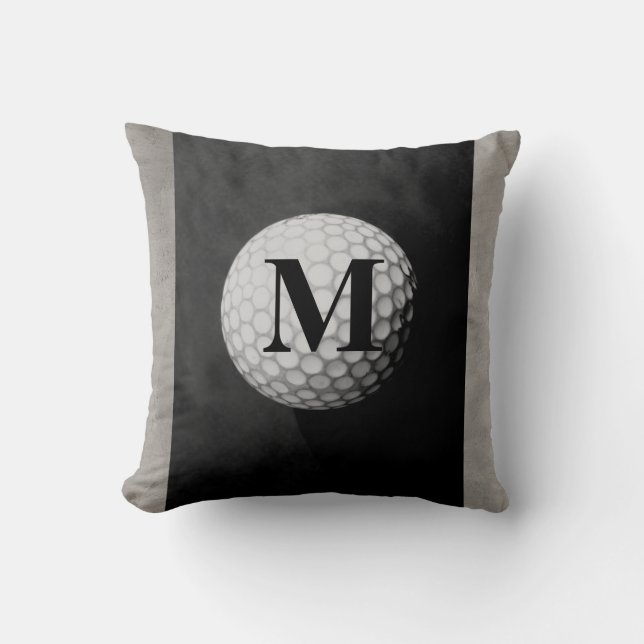 monogramme coussin de balle de golf design gris en (Recto)