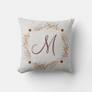 Monogramme Coussin de fleurs séchées rustiques