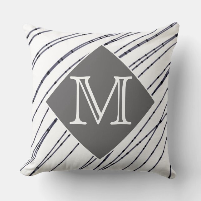 monogramme coussin noir et blanc design d'art mode (Recto)