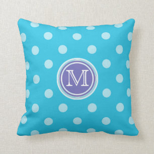 Monogramme : Coussin pourpre et bleu d'impression