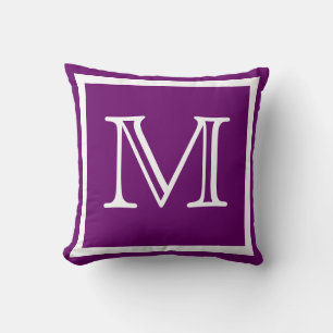 monogramme coussin uni vif violet