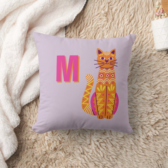 Monogramme Crâne sucre Chat Jour du Coussin mort (Couverture)