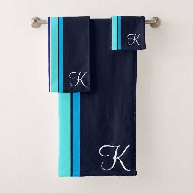 Monogramme cursif bleu classique en ligne artistiq (En situation)