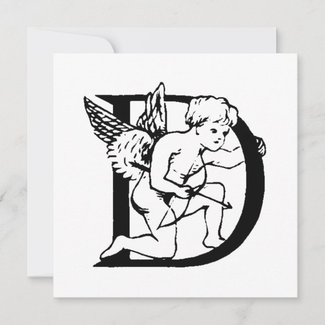 Monogramme D Motif initial noir et blanc cupide (Devant)