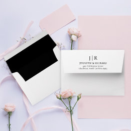 Monogramme d'adresse Mariage noir et blanc minimal