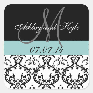 Monogramme Damas bleu Enregistrer les stickers Dat