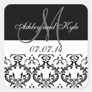 Monogramme Damas noir Enregistrer les stickers Dat