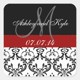 Monogramme Damas rouge Enregistrer les stickers Da