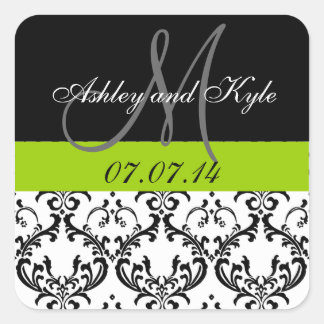 Monogramme Damas vert Enregistrer les stickers Dat