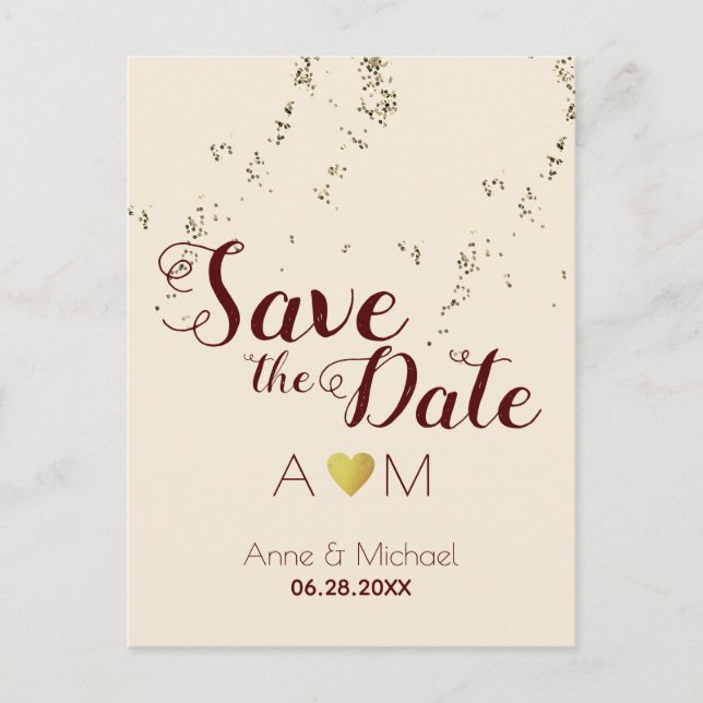 Monogramme d'amour + faire-part de mariage élégant (Devant)