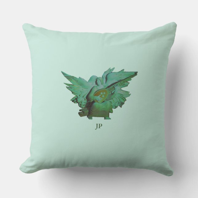 Monogramme d'angle vert Coussin de sol décoratif (Recto)