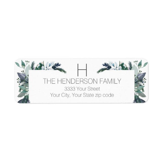 Monogramme d'aquarelle moderne Étiquettes d'adress (Devant)